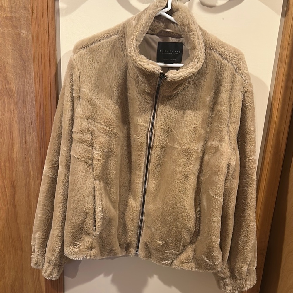 Sanctuary Tan Teddy Jacket Plush Faux Fur - Picture 3 of 5
